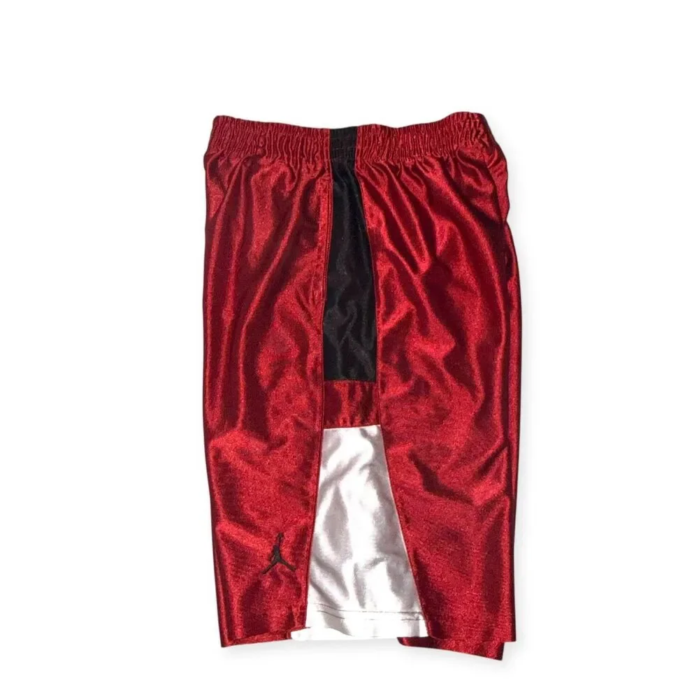 Jordan Vintage Super Rare Basketball Dazzle Shorts Silky Red Black Youth XL Smal